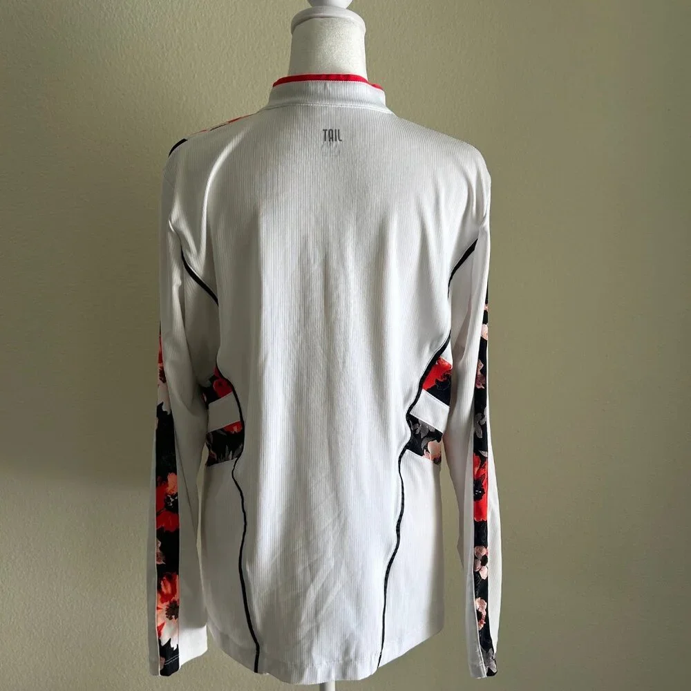 Tail Golf Shirt 1/4 Zip Pullover Golf SZL White Stretch Active Athleisure Sport - Picture 3 of 9